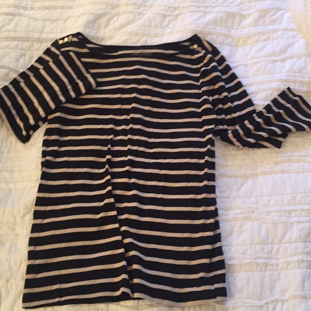 Ann taylor black and cream boatneck t